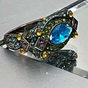 Elegant Multi-Color Brilliant Marquis Brass Ring